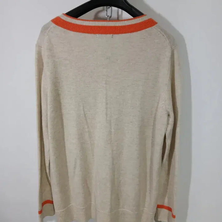 [BUNJANG] V Neck Knit Sweater Ivory Orange / 씨슬리 V넥 니트 스웨터 아이보리 오렌지