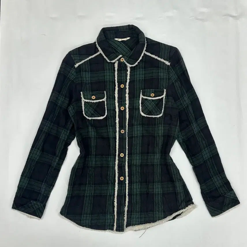 [BUNJANG] Y2K Grunge Check Shirt / 일본빈티지 Y2K 러블리 퍼 체크 그런지 하구미 그린 셔츠 남방