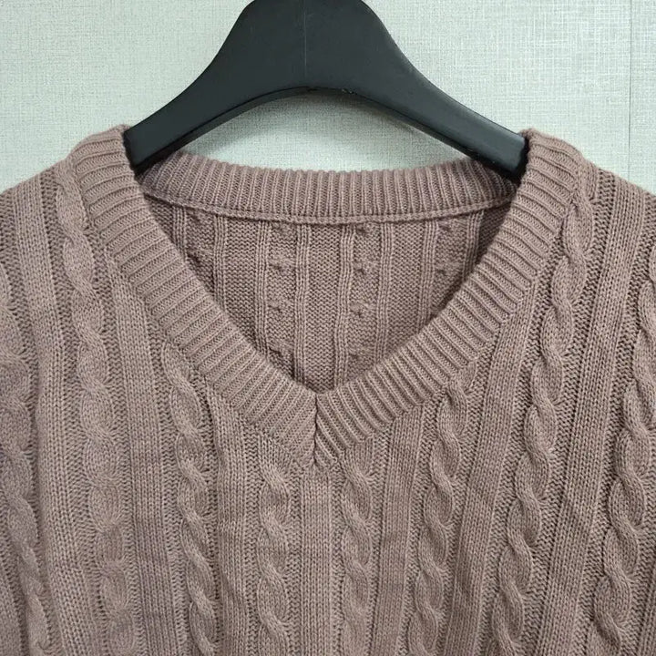 [BUNJANG] V-Neck Cable Knit / 여성FREE 인디핑크 브이넥 케이블 니트 L9958