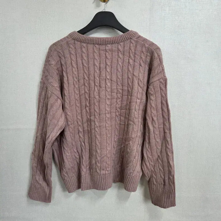 [BUNJANG] V-Neck Cable Knit / 여성FREE 인디핑크 브이넥 케이블 니트 L9958
