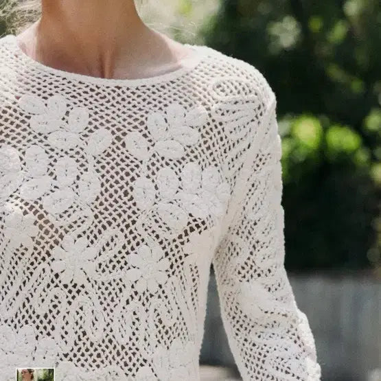 [BUNJANG] Zara Embroidered Lace Top / 자라 자수 레이스탑