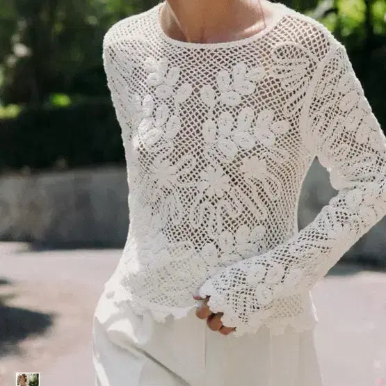 [BUNJANG] Zara Embroidered Lace Top / 자라 자수 레이스탑