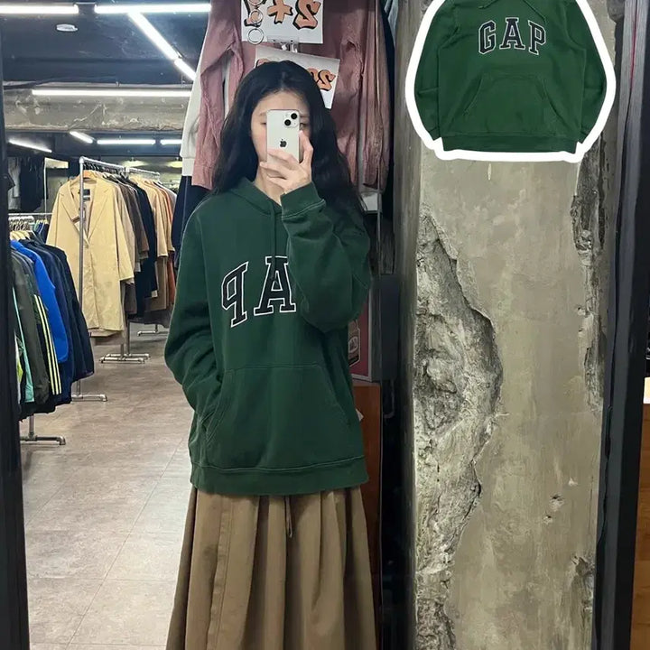 [BUNJANG] Unbranded Green Hoodie / 갭 후드티 그린 L #csz3357
