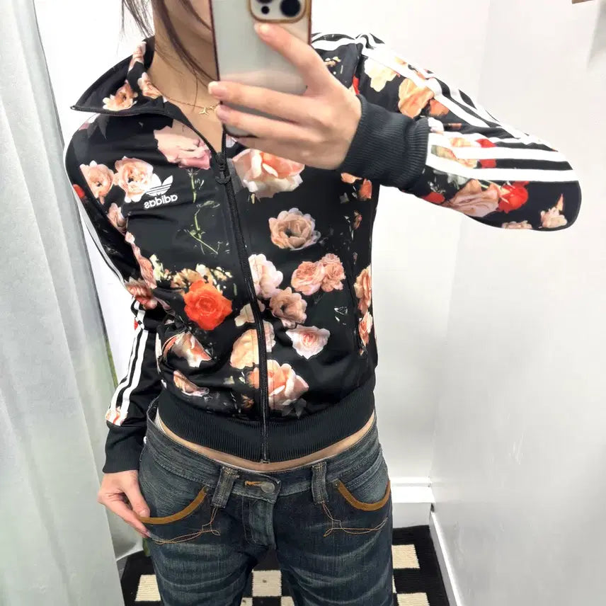 [BUNJANG] Adidas Flower Pattern Firebird Track Top / 아디다스 플라워 패턴 파이어버드 트랙탑 져지