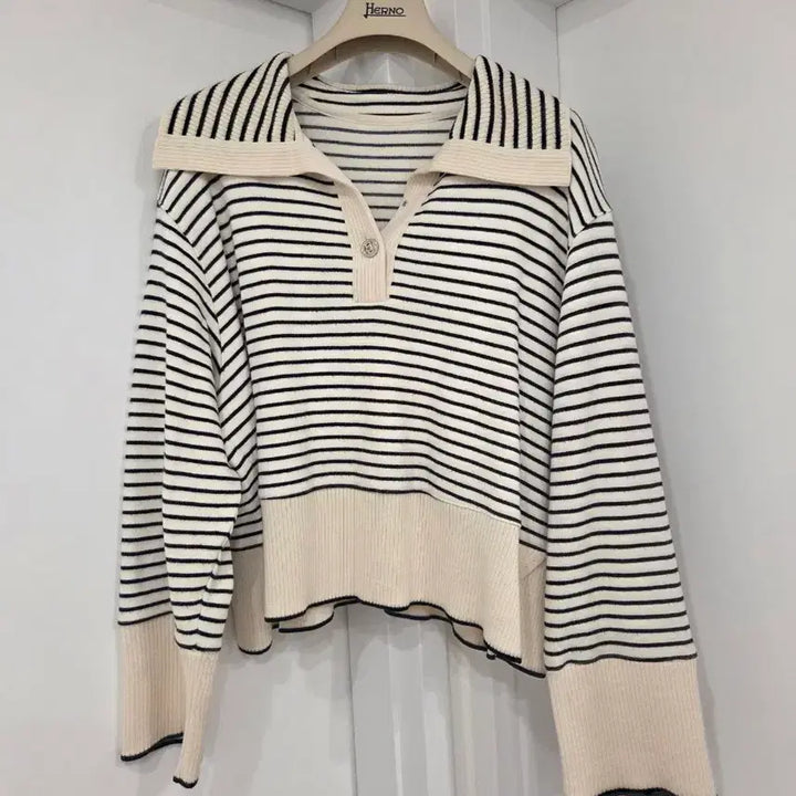 [BUNJANG] Stripe Sailor Collar Knit / sjsj 스트라이프 세일러카라 니트