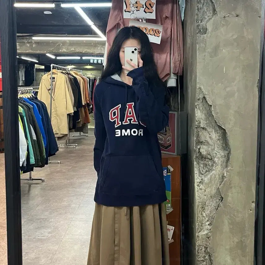 [BUNJANG] Lettering Hoodie Navy L / 갭 레터링 후드티 네이비 L #csz3358