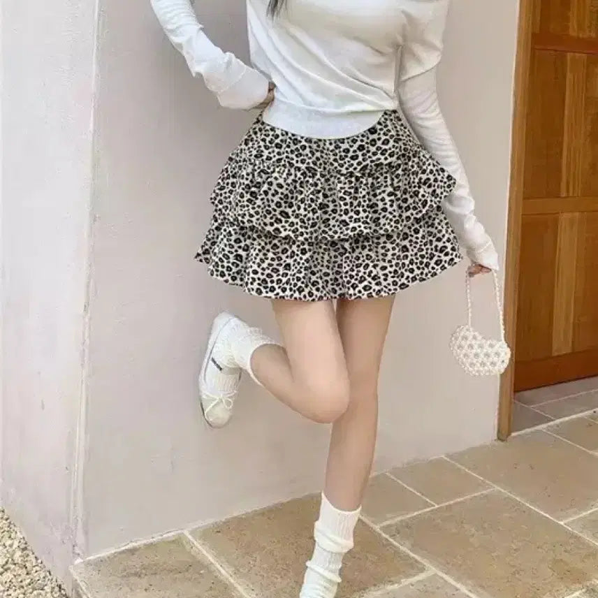 [BUNJANG] ZIGZAG Y2K Leopard Skirt / 지그재그 Y2K 레오파드 캉캉 스커트 새상품 팝니다 :)