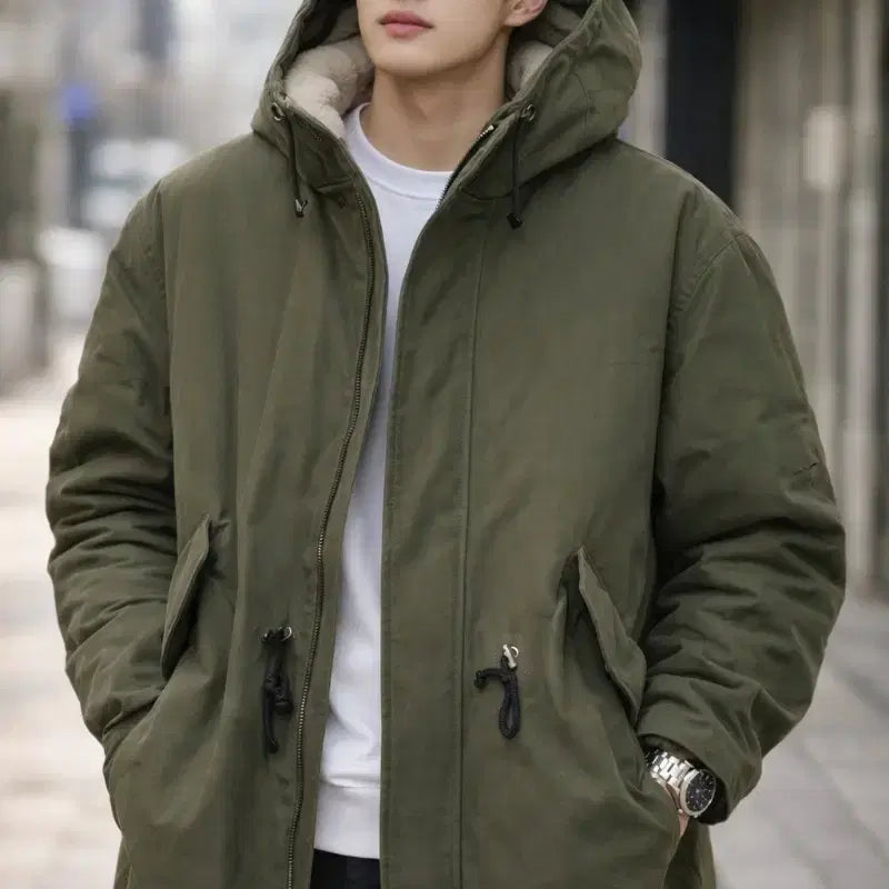 [BUNJANG] BUMPER SPORTS Long Padding Jacket Olive Khaki 100 / BUMPER SPORTS 롱패딩 100 올리브 카키색