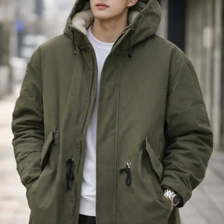 [BUNJANG] BUMPER SPORTS Long Padding Jacket Olive Khaki 100 / BUMPER SPORTS 롱패딩 100 올리브 카키색