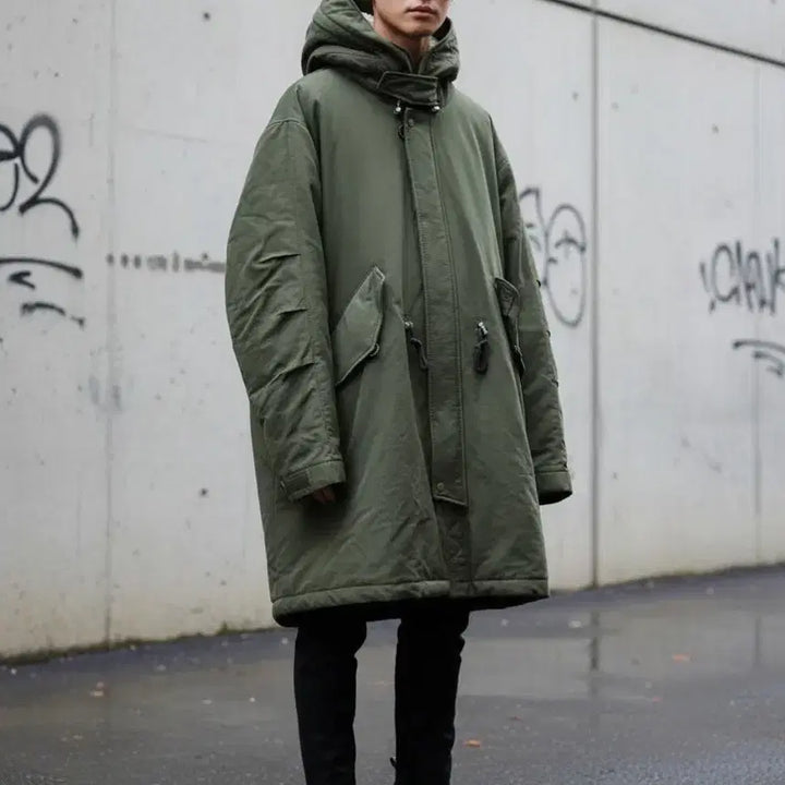 [BUNJANG] BUMPER SPORTS Long Padding Jacket Olive Khaki 100 / BUMPER SPORTS 롱패딩 100 올리브 카키색