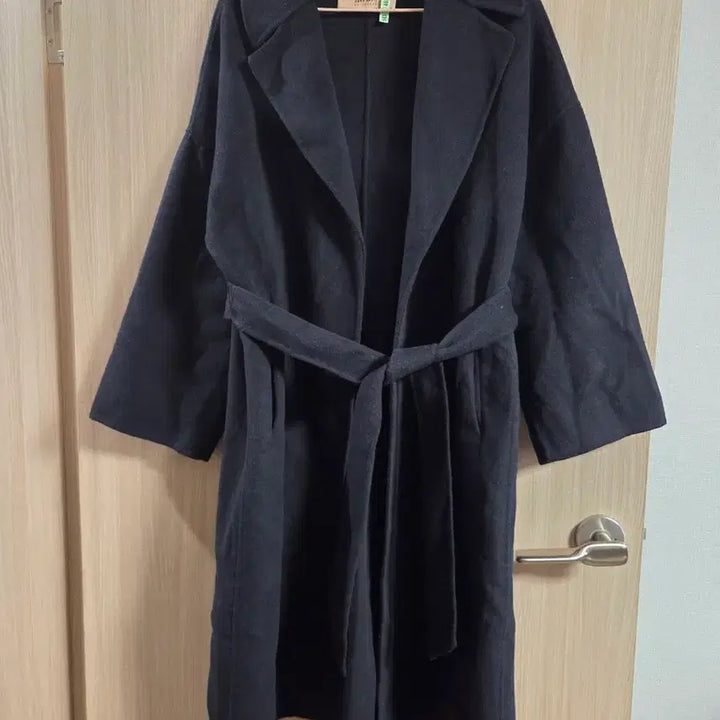 [BUNJANG] Zara Basic Black Belted Long Coat / 자라 베이직 블랙 벨트 롱코트