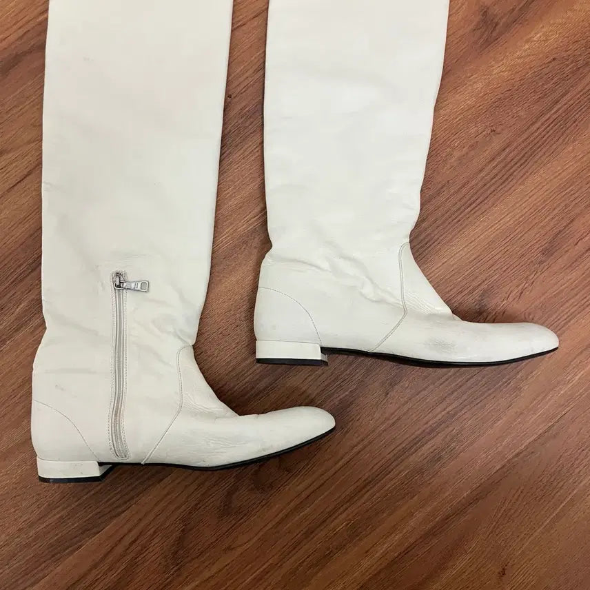 [BUNJANG] Prada White Leather Long Boots / 240 프라다 화이트 롱 부츠 레더 니하이