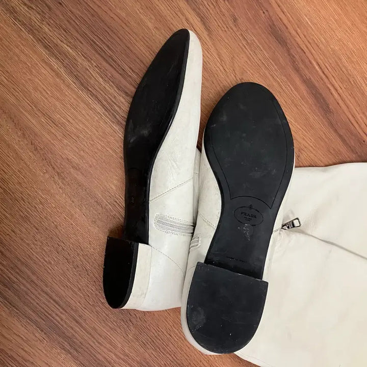 [BUNJANG] Prada White Leather Long Boots / 240 프라다 화이트 롱 부츠 레더 니하이