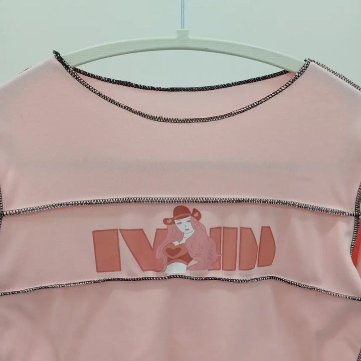 [BUNJANG] Stitch Pink Long Sleeve T-shirt / 스티치 핑크 긴팔 티셔츠