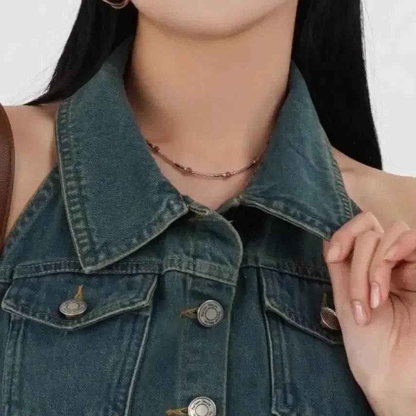 [BUNJANG] Denim Halter Top / 진청 데님 홀터 나시
