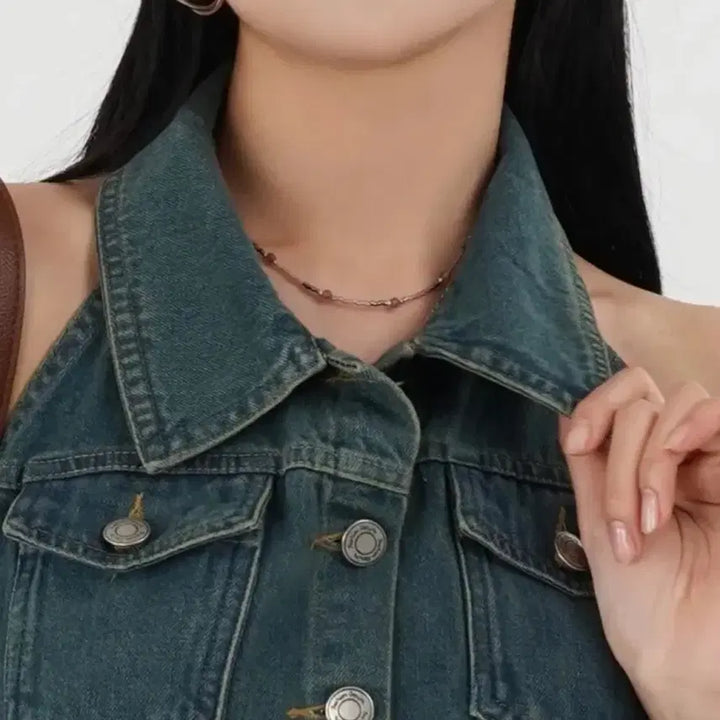 [BUNJANG] Denim Halter Top / 진청 데님 홀터 나시