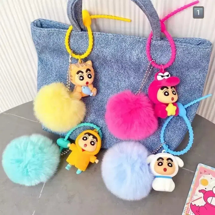 [BUNJANG] Character Pom Pom Keyring Bag Charm / 짱구 캐릭터 폼폼 키링 가방 장식 새제품