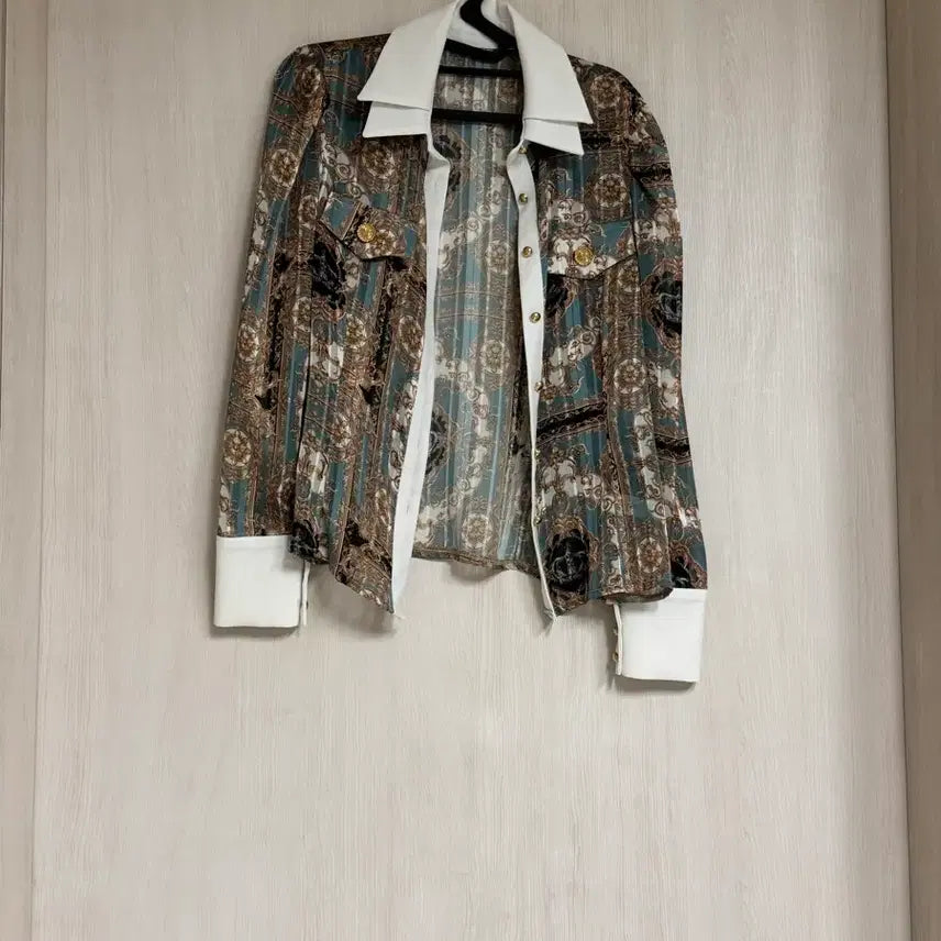 [BUNJANG] Double Collar See-Through Pattern Blouse / 더블카라 시스루 패턴 블라우스