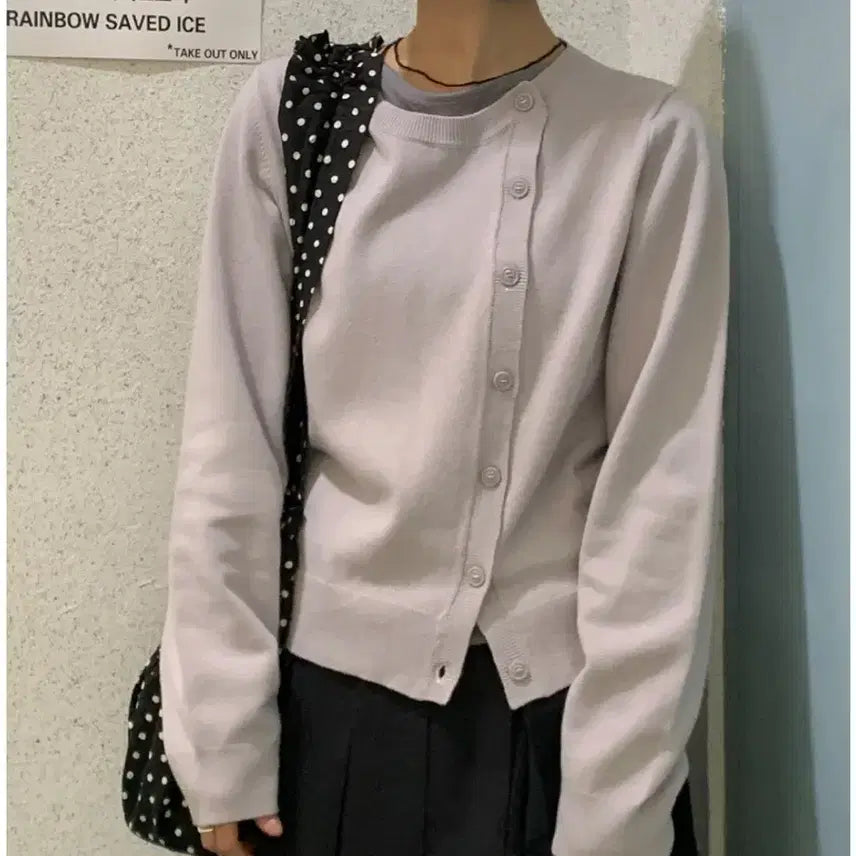 [BUNJANG] Dailyju Blidy Round Neck Cardigan / 에이블리 지그재그 데일리쥬 블리디 라운드넥 언발 가디건