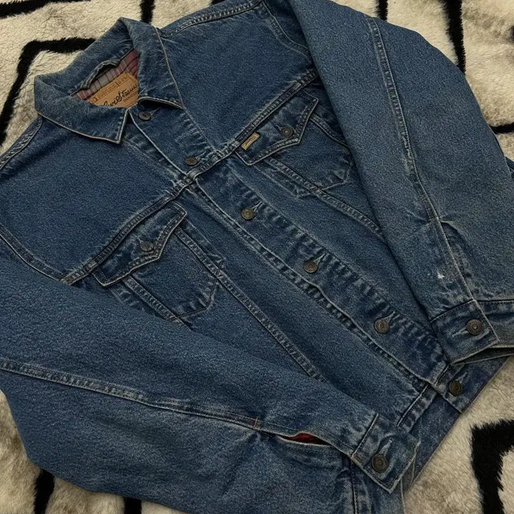 [BUNJANG] Levi's 90s Check Denim Trucker Jacket / [실측XL]리바이스 90s 체크누빔 데님 트러커 자켓