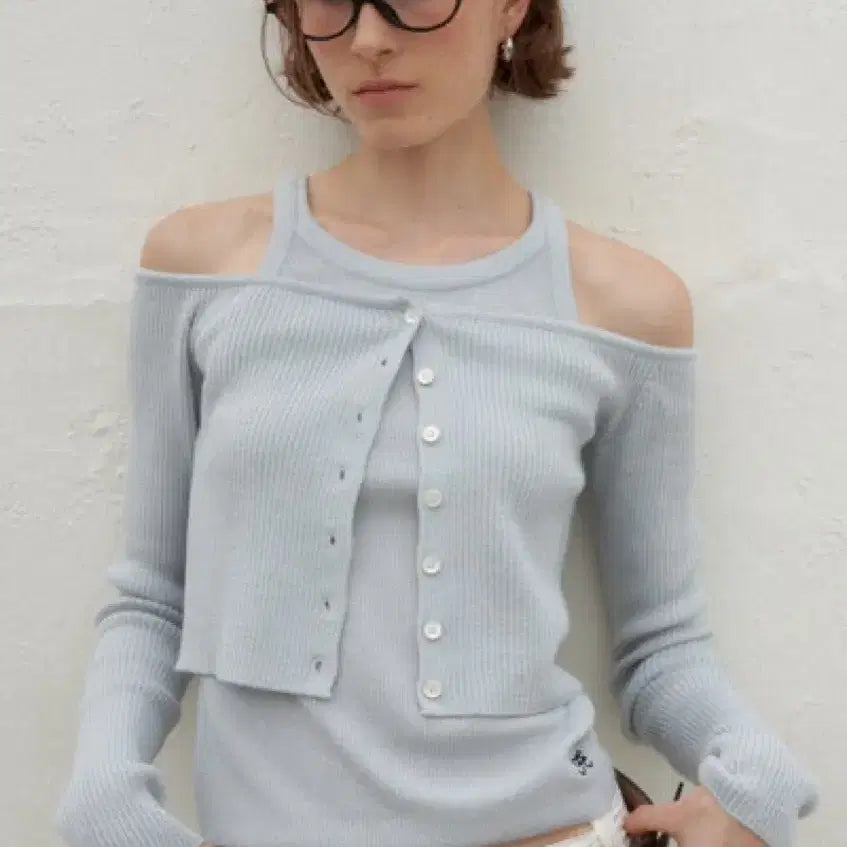 [BUNJANG] FOETO Off-Shoulder Cardigan & Sleeveless Set / [새상품] 포에토 foeto 오프숄더 가디건 슬리브리스 세트