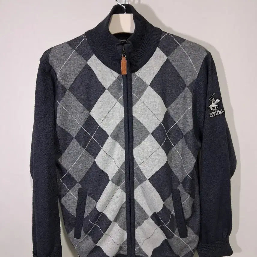 [BUNJANG] Beverly Hills Polo Club Argyle Pattern Zip-up Cardigan 95 / 베벌리힐스 폴로클럽 아가일 패턴 집업 가디건 95