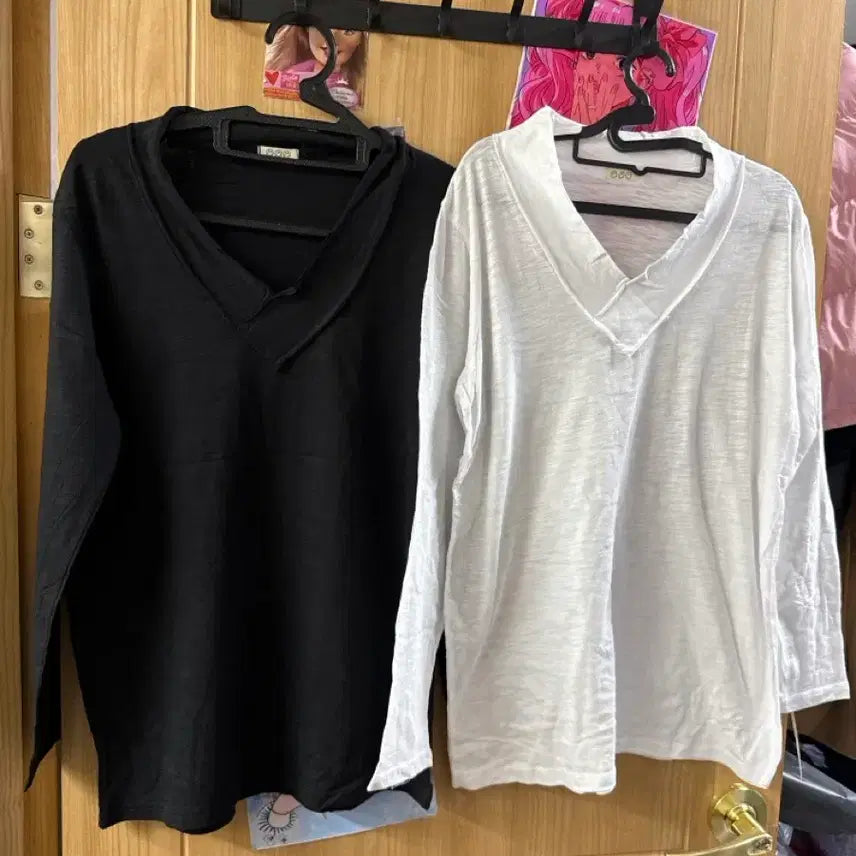 [BUNJANG] Long-Sleeved T-Shirt (Black, White) / 새상품 긴팔티  블랙