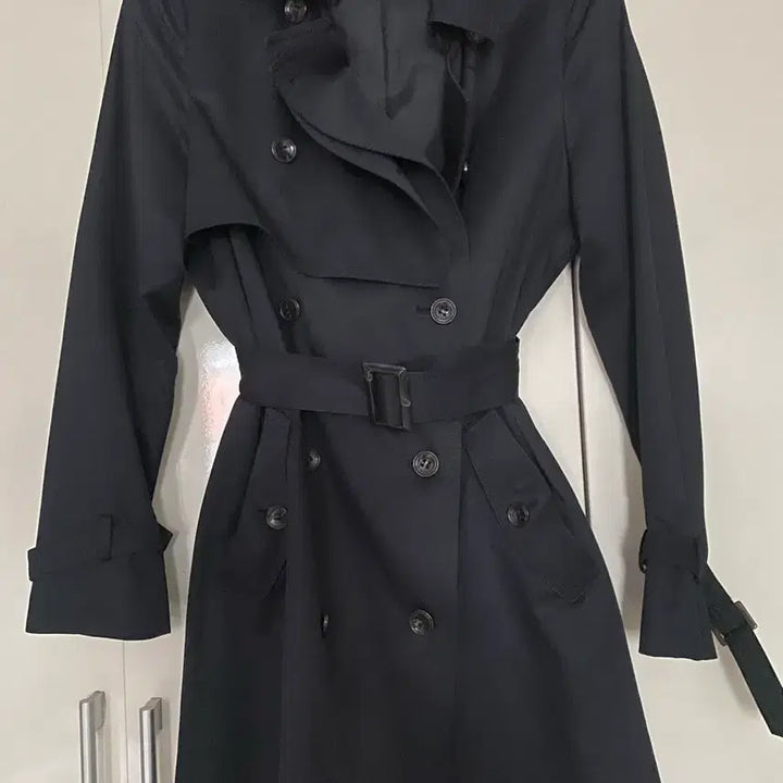 [BUNJANG] She'sMiss Belted Half Trench Coat Dark Navy / 새제품) 쉬즈미스 벨티드 하프 트렌치코트 다크네이비