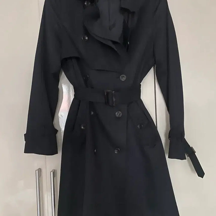 [BUNJANG] She'sMiss Belted Half Trench Coat Dark Navy / 새제품) 쉬즈미스 벨티드 하프 트렌치코트 다크네이비