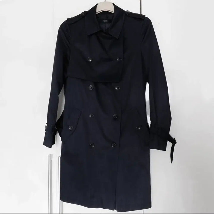 [BUNJANG] She'sMiss Belted Half Trench Coat Dark Navy / 새제품) 쉬즈미스 벨티드 하프 트렌치코트 다크네이비