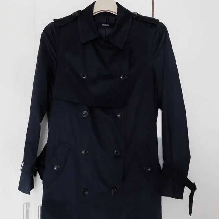 [BUNJANG] She'sMiss Belted Half Trench Coat Dark Navy / 새제품) 쉬즈미스 벨티드 하프 트렌치코트 다크네이비