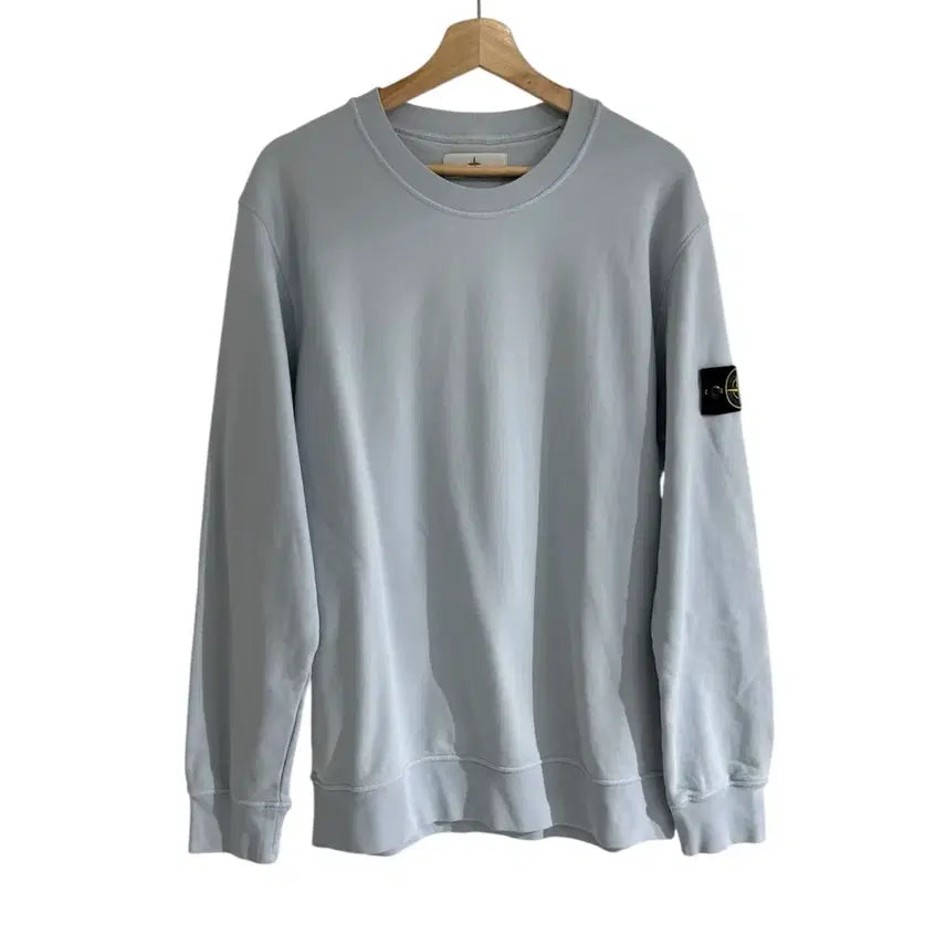 [BUNJANG] Stone Island Sky Blue Crewneck Sweatshirt / 스톤아일랜드 스카이블루 와펜 크루넥 스웻