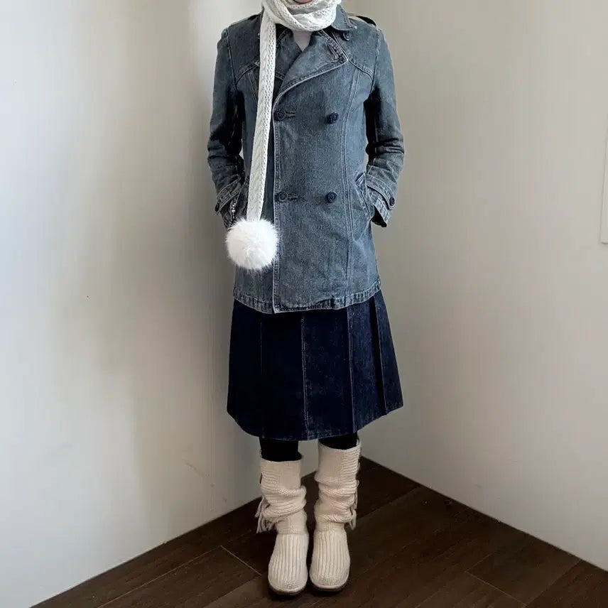 [BUNJANG] Denim Double Coat / 데님 더블 코트