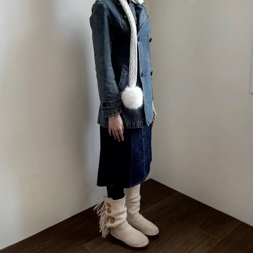 [BUNJANG] Denim Double Coat / 데님 더블 코트