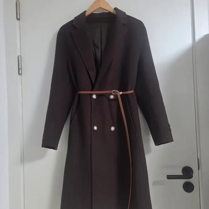 [BUNJANG] Brown Handmade Long Coat / 롱코트  브라운 핸드메이드 코트