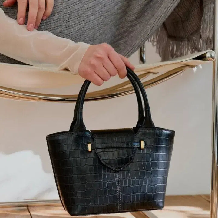 [BUNJANG] Ruohor Rover Panier Small Black Croc Pattern Tote Bag / 루오르 로버 파니에 스몰 백 블랙 크로크 패턴 토트백