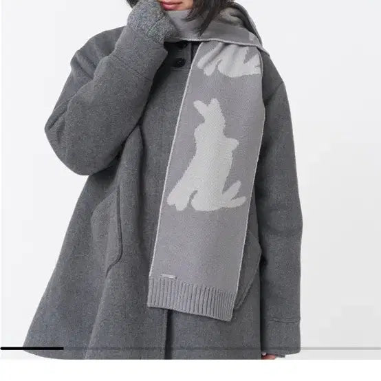 [BUNJANG] Miseyki Seoul Twin Rabbit Knit Muffler / Twin rabbit knit muffler CHARCOAL 미세키서울