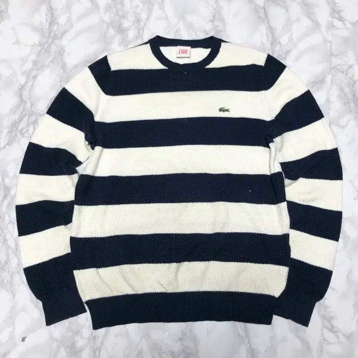 [BUNJANG] Lacoste Striped Knit Navy / 라코스테 단가라 니트 네이비