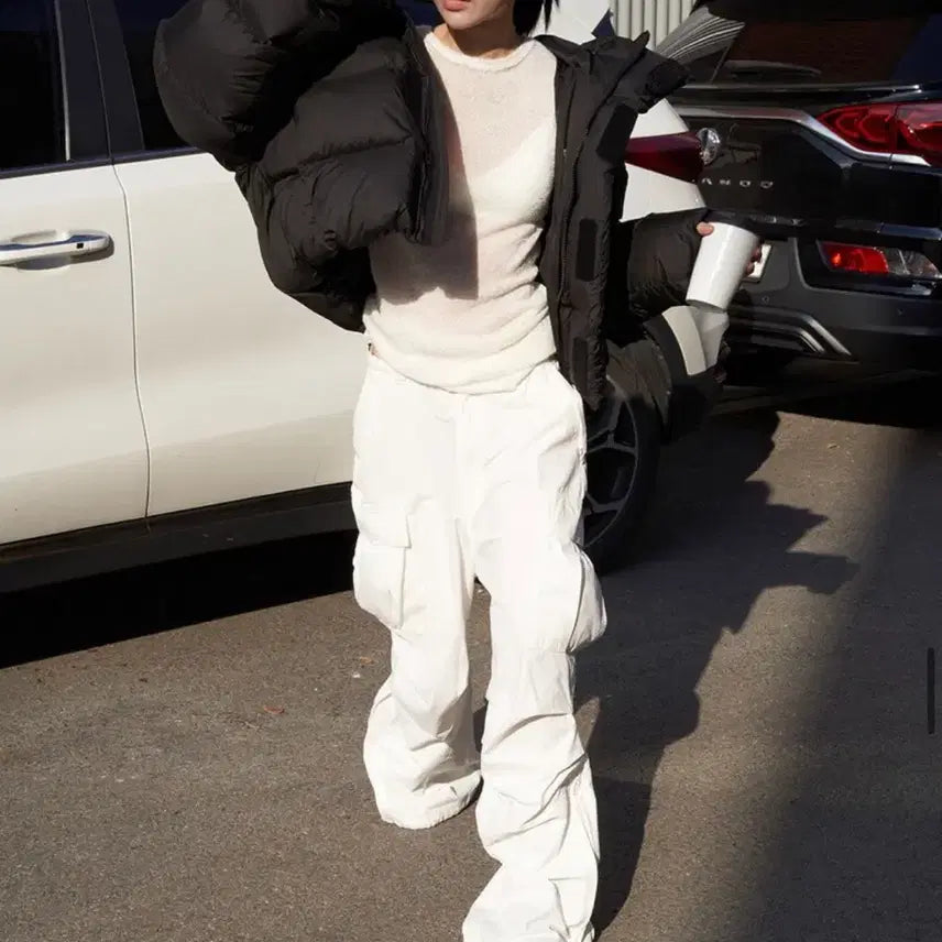 [BUNJANG] Lange Duck Down Hoodie Padded Jumper Black / 랑거 헤비 덕 다운 후디 패딩 점퍼 블랙 컬러
