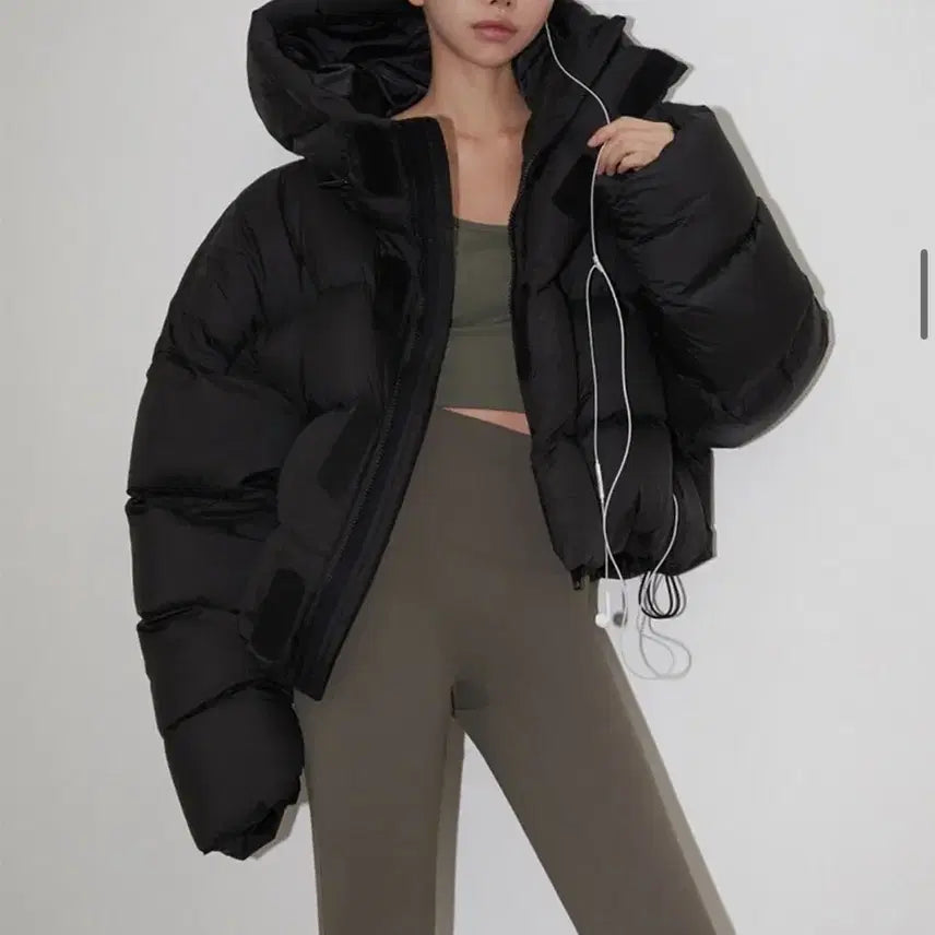[BUNJANG] Lange Duck Down Hoodie Padded Jumper Black / 랑거 헤비 덕 다운 후디 패딩 점퍼 블랙 컬러