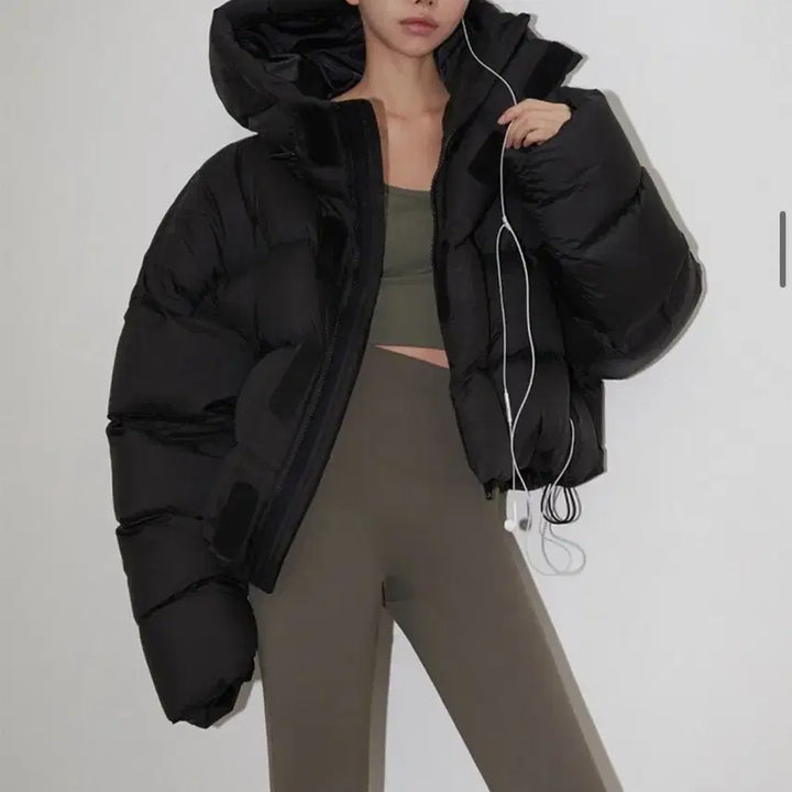 [BUNJANG] Lange Duck Down Hoodie Padded Jumper Black / 랑거 헤비 덕 다운 후디 패딩 점퍼 블랙 컬러