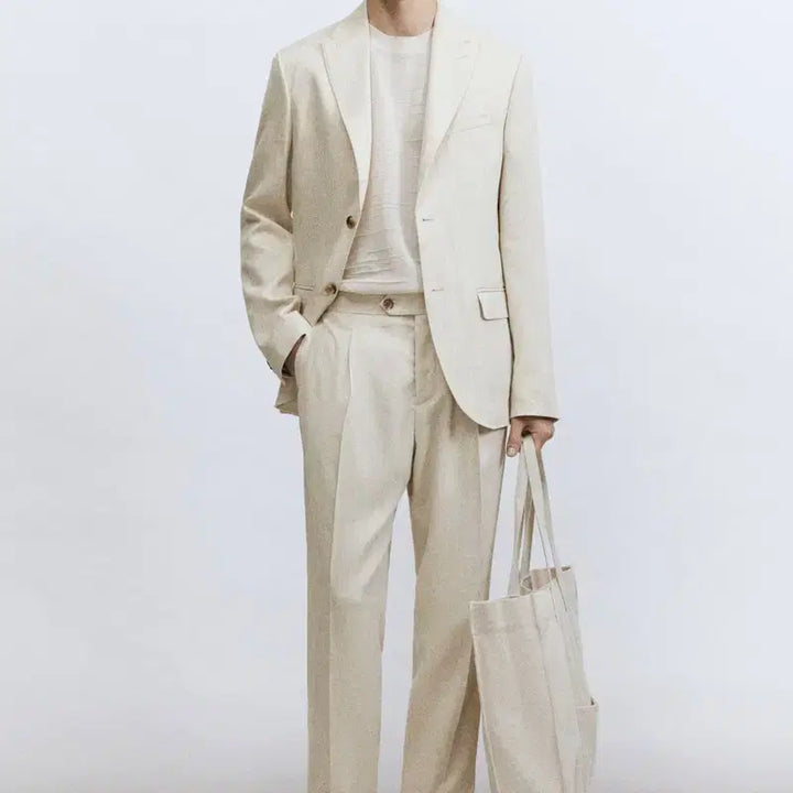 [BUNJANG] H&amp;M Regular Fit Linen Blend Jacket / [H&amp;M] 레귤러핏 리넨 블렌드 재킷