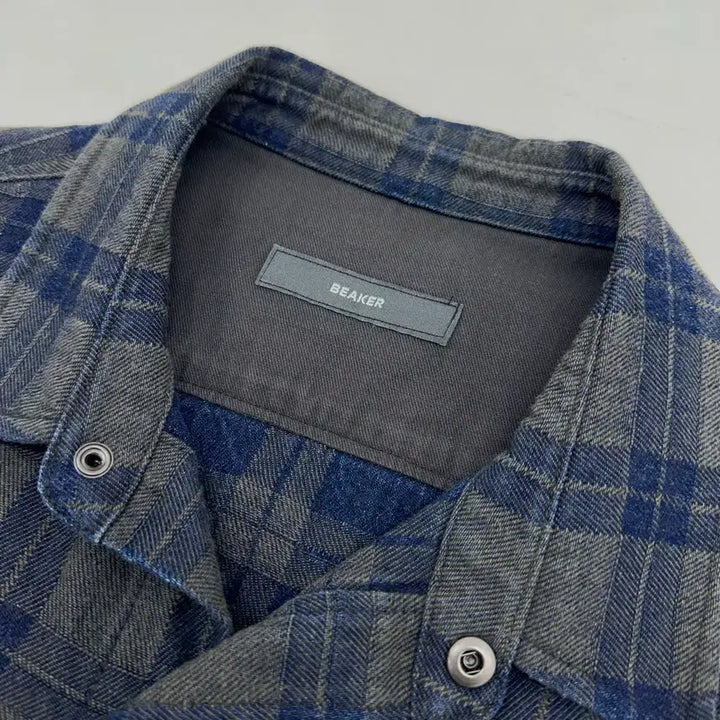 [BUNJANG] Beaker Snap Button Check Shirt Jacket / [1]비이커 스냅버튼 체크셔츠 자켓