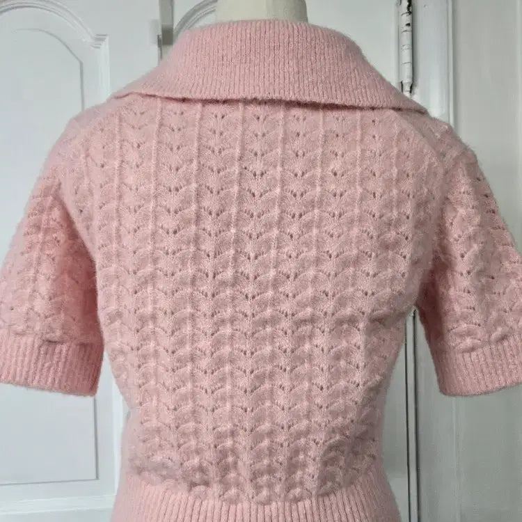 [BUNJANG] LOW CLASSIC Pink Knit Top / 새상품)로우 클래식 핑크반팔니트