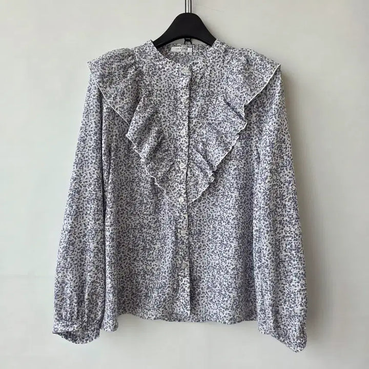 [BUNJANG] Gray Frill Blouse / 55)그레이 무늬 프릴 블라우스