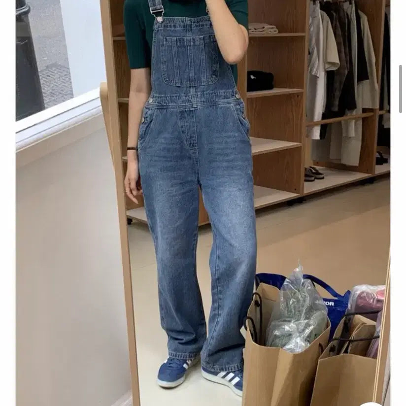 [BUNJANG] UINNY Soho Denim Overalls FREE Medium Blue / [유이니] 소호 데님 오버롤 FREE 중청