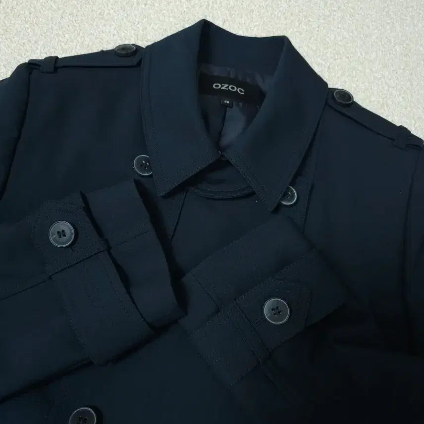 [BUNJANG] OZOC Trench Coat Navy Jacket / (66)OZOC 여성 트렌치 코트 더블 긴팔 자켓 fw 네이비