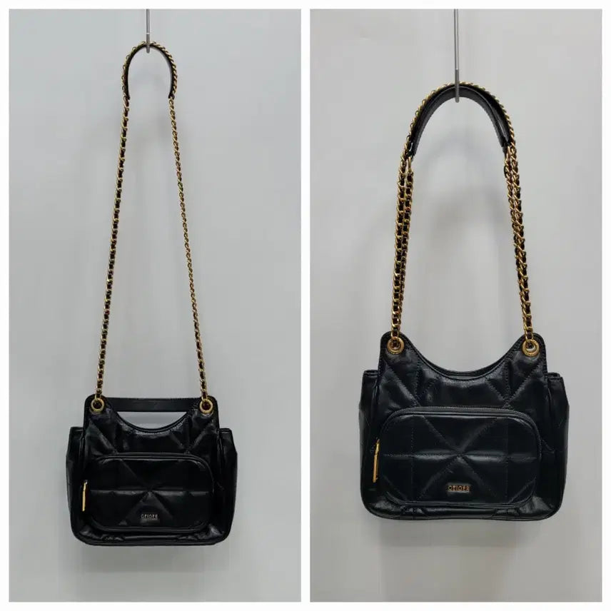 [BUNJANG] GEIGER Quilting Red Chain Two-Way Bag / Black / GEIGER 가이거 퀼팅 레드 체인 투웨이백 / 블랙