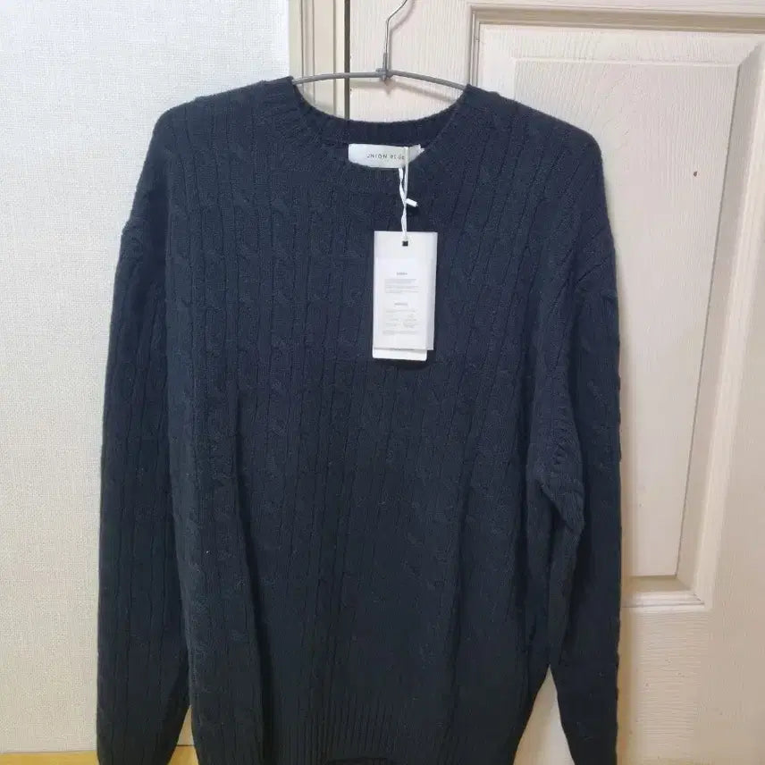 [BUNJANG] Union Blue Merino Knit Sweater Black L Size / 유니온블루 케이블 메리노 니트 블랙 L사리즈 새상품