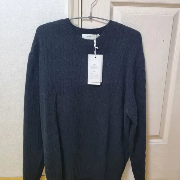 [BUNJANG] Union Blue Merino Knit Sweater Black L Size / 유니온블루 케이블 메리노 니트 블랙 L사리즈 새상품